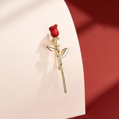 Éternelle brož ve tvaru rudé růže B7308-XR06155 Zlatá – Zboží Dáma