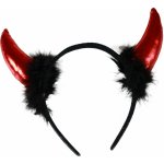 Čertovské rohy červené s černými chlupy – Zboží Dáma