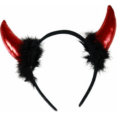 Čertovské rohy červené s černými chlupy – Zboží Dáma