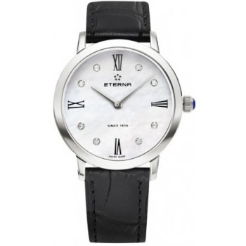 Eterna Eternity For Her Quartz 32 White MOP endowed with 8 diamonds leather