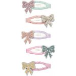 MIMI & LULA Sponky do vlasů Sparkle Bow Clic Clacs Mini – set 5 ks, růžová barva, textil – Hledejceny.cz