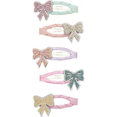 MIMI & LULA Sponky do vlasů Sparkle Bow Clic Clacs Mini – set 5 ks, růžová barva, textil – Hledejceny.cz