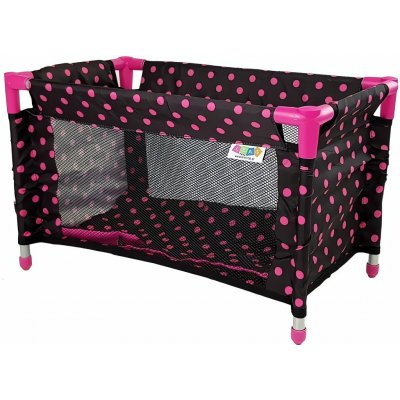 LEANToys Postýlka pro panenky Alice-černá s růžovými puntíky – Zbozi.Blesk.cz