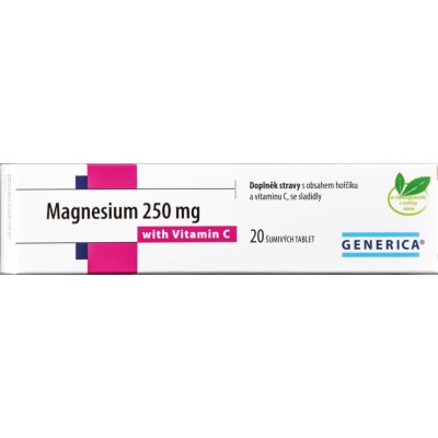 Generica Magnezium 250 mg s vitaminem C 20 tablet – Zboží Mobilmania