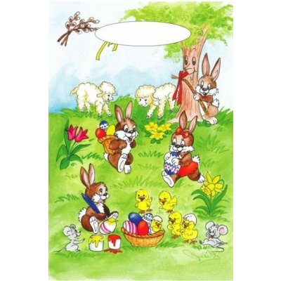 Anděl Igelitová taška 32 x 20 x 4 cm Zajíčci pod stromkem – Zboží Mobilmania