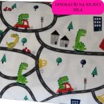 Šátek Dinosauři na silnici bílá – Zboží Dáma