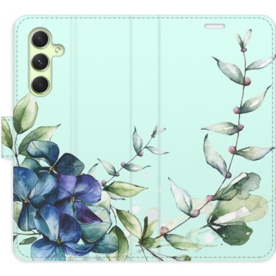 Pouzdro iSaprio Flip s kapsičkami na karty - Blue Flowers Samsung Galaxy A54 5G – Zboží Mobilmania