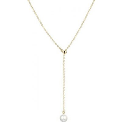 Agato Pozlacený flexibilní náhrdelník s perlou AGT-N003W-P-G – Zboží Dáma