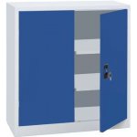 Fellowes Nízká kovová spisová skříň Manutan Expert Steel, 100 x 100 x 42,3 cm, šedá/modrá – Zboží Mobilmania