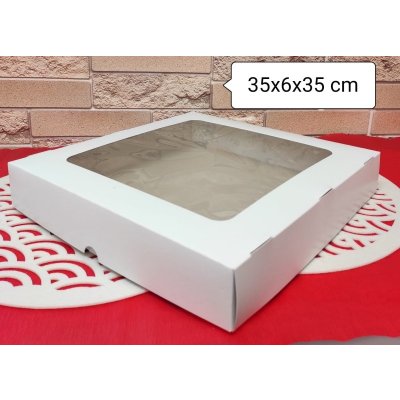 Papírová krabice s průhledným okénkem 36x36x5 cm – Zboží Mobilmania