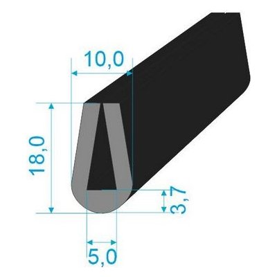 00535058 Pryžový profil tvaru "U", 18x10/5mm, 60°Sh, NBR, -40°C/+70°C, černý | Zboží Auto