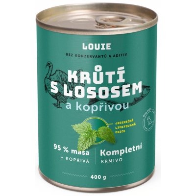 LOUIE konzerva pro psy - Krůtí s lososem a kopřivou 400g