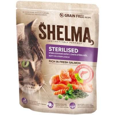 Shelma Bezobilné granule STERILE s čerstvým lososem pro dospělé kočky 1,4 kg