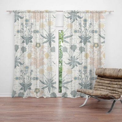 Sablio Závěs Šedé květiny: 2ks 140x250cm – Hledejceny.cz