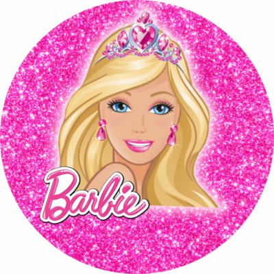 1x Jedlý papír BARBIE ● materiál: JEDLÝ PAPÍR Ⓜ️, ● velikost: 3,9cm (30 ks / A4) ☝