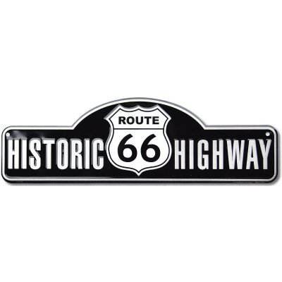 Plechová cedule Route 66 Highway Old Fashioned 46 cm x 14 cm – Zboží Dáma