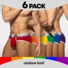 Boxerky, trenky, slipy, tanga Addicted AD1142P Rainbow Brief výhodné balení 6 pánských bavlněných slipů
