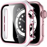 AW Lesklé prémiové ochranné pouzdro s tvrzeným sklem pro Apple Watch Velikost sklíčka: 38mm, Barva: Bílé tělo / růžový obrys IR-AWCASE001 – Zbozi.Blesk.cz