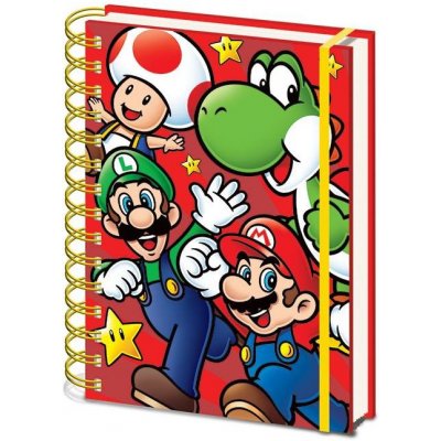 CurePink Poznámkový blok Super Mario: Run A5 14,8 x 21 cm