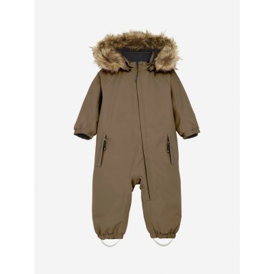 Dětská teplá zimní kombinéza s umělou kožešinou Color Kids hnědá Fossil – Zboží Dáma