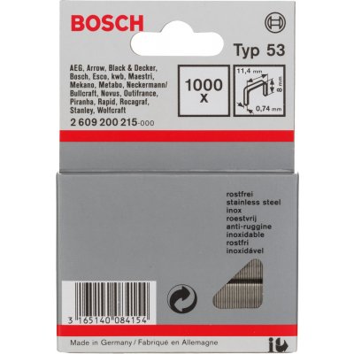 BOSCH nerezové spony typ 53 - šířka 11,4, délka 8 mm, balení 1000 ks – Zbozi.Blesk.cz