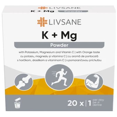 LIVSANE K + Mg Draslík a hořčík, minerální prášek s pomerančovou příchutí, 20 sáčků – Hledejceny.cz