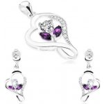 Šperky eshop sada ze stříbra náušnice a přívěsek kontura srdce zirkonový květ SP73.08 – Zboží Dáma