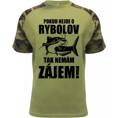 Pánské vtipné tričko pro rybáře Nemám zájem military