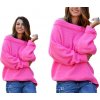 Dámský svetr a pulovr Fashionweek Oversize elegantní svetr s carmen výstřihem JK19 LILI Růžový neon