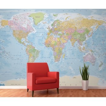 1Wall Tapeta Politická mapa světa 315x232 cm