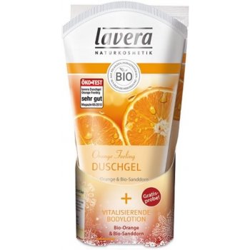 Lavera sprchový a koupelový gel Bio pomeranč Bio rakytník 150 ml + tělové mléko 25 ml dárková sada