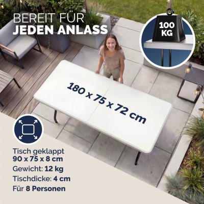 Casaria 100082 Bufetový stůl 183 x 76 cm sklápěcí bílý – Hledejceny.cz