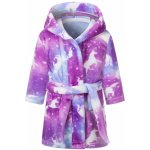 Excellent Hřejivý plyšový župan fialová galaxie Jednorožci – Zboží Dáma