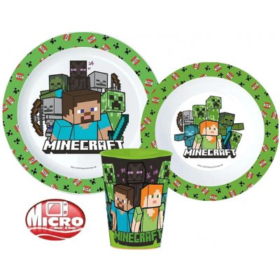 STOR Minecraft dětská jídelní sada z plastu pohár 260 ml