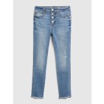 GAP Dětské džíny jeggings high rise distressed Modrá – Zboží Mobilmania