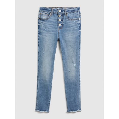 GAP Dětské džíny jeggings high rise distressed Modrá – Zboží Mobilmania