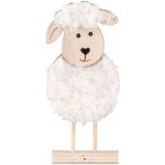 Dekorace dřevo, textil 75x165mm ovečka na postavení, přírodní, bílá – Zbozi.Blesk.cz
