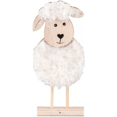 Dekorace dřevo, textil 75x165mm ovečka na postavení, přírodní, bílá – Zbozi.Blesk.cz