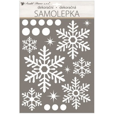Anděl Přerov Samolepka vločky bílá s glitry 28 x 41 cm – Hledejceny.cz
