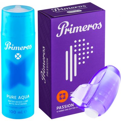 Primeros Primeros lubrikant Pure Aqua kondomy Passion a vibrační náprstek jako dárek zdarma – Zboží Mobilmania