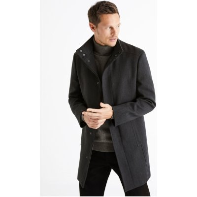 Celio Puoffice2 pánský kabát s límcem tmavě šedý – Zboží Mobilmania
