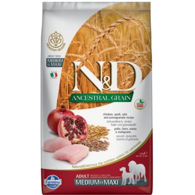 N&D Ancestral Grain Dog Adult Light Medium & Maxi Chicken & Pomegranate 12 kg – Sleviste.cz