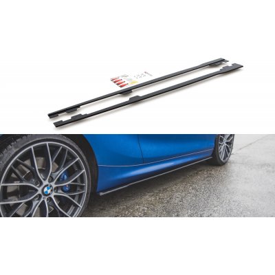 Maxton Design "Racing durability" difuzory pod boční prahy pro BMW řada 1 F20 M135I, plast ABS bez povrchové úpravy, s červenou linkou