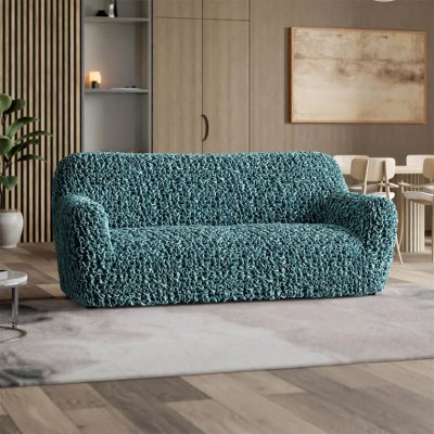 GA.I.CO bielastický potah na sedačku - trojkřeslo Velvet petrolejový 170 - 220 cm – Sleviste.cz