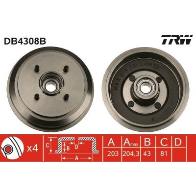 Brzdový buben TRW DB4308B | Zboží Auto