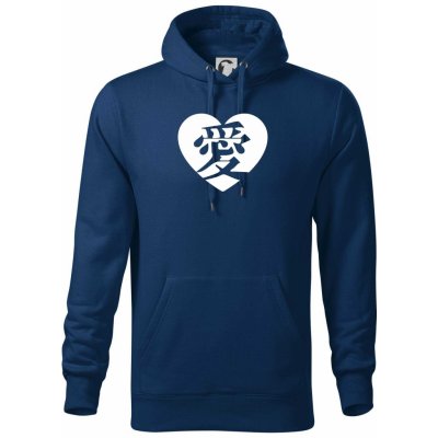 Láska japonština čínština Mikina Cape s kapucí Půlnoční modrá