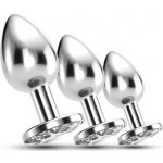 Crushious Bijou anální šperky průhledné sada 3 kovových análních kolíků – Zboží Dáma