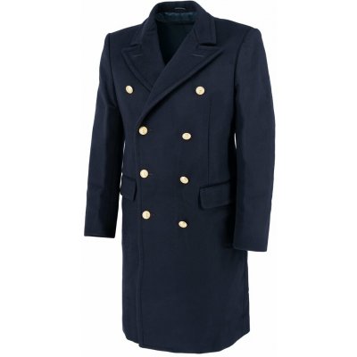 Italský kabát dlouhý vlněný dvouřadé zapínání tmavěmodrý – Zboží Dáma