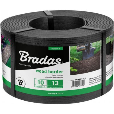 BRADAS Obruba záhonů WOOD BORDER, černá 130mm x 2.8mm x 10m BR-OBWBK1013