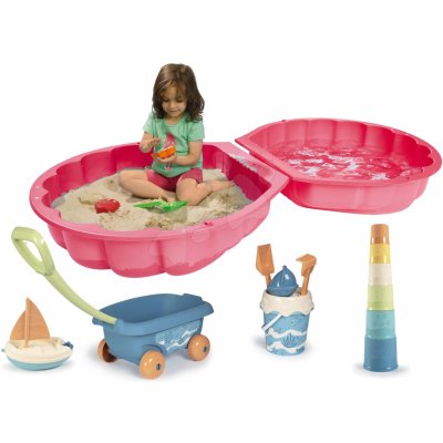 Watershell Pink Big růžové a vozík na tahání z cukrové třtiny Bio Sugar Cane s bábovičkami – Zboží Dáma